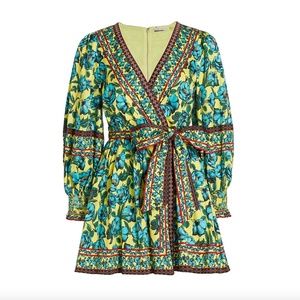 NWT $395 Alice + Olivia Simona Printed Mini Wrap Dress in size 2!